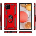 Wholesale Tech Armor Ring Stand Grip Case with Metal Plate for Samsung Galaxy A42 5G (Red)